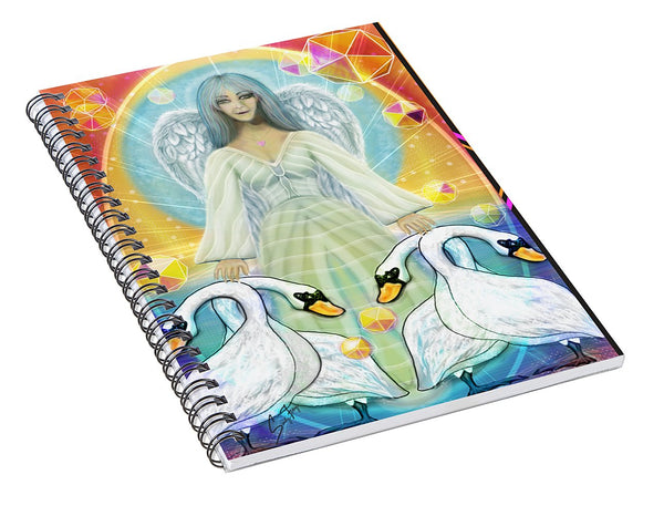 Archangel Haniel With Swans - Spiral Notebook