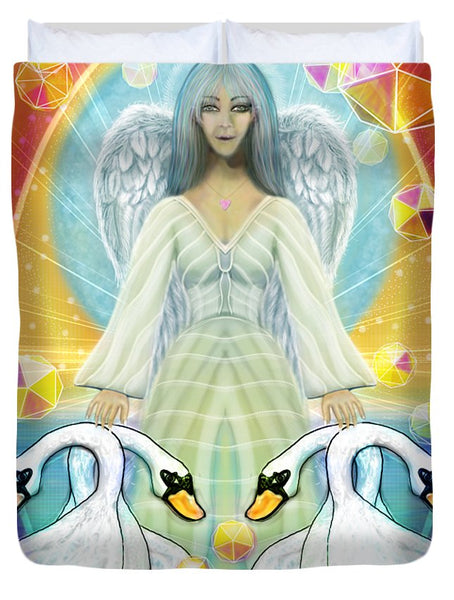 Archangel Haniel With Swans - Duvet Cover