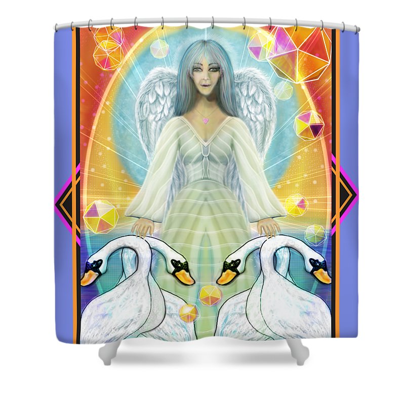 Archangel Haniel With Swans - Shower Curtain