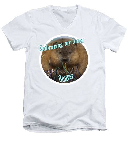 Embracing Beaver - Men's V-Neck T-Shirt