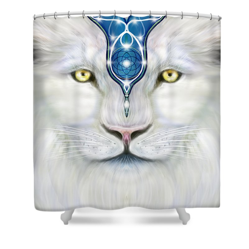 Sacred White Lion - Shower Curtain