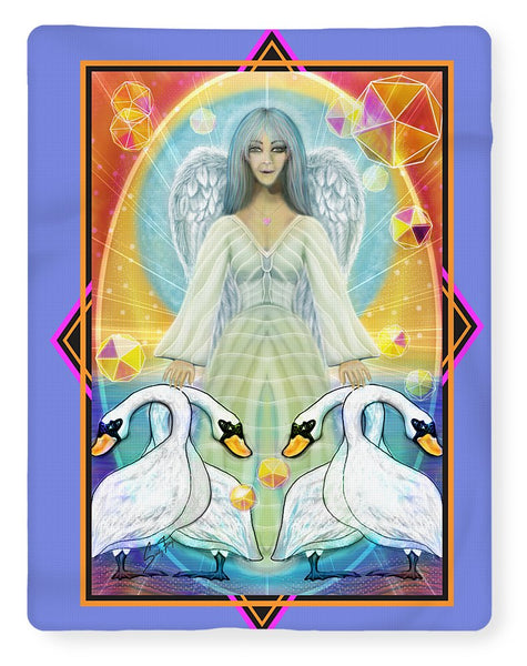 Archangel Haniel With Swans - Blanket