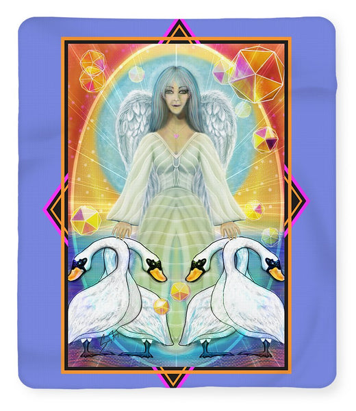 Archangel Haniel With Swans - Blanket