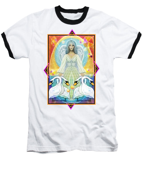 Archangel Haniel With Swans - Baseball T-Shirt