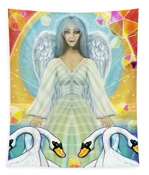 Archangel Haniel With Swans - Tapestry