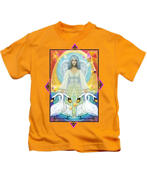 Archangel Haniel With Swans - Kids T-Shirt
