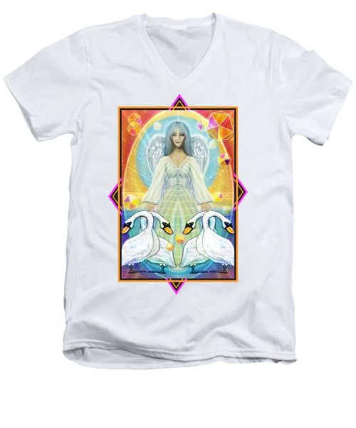 Archangel Haniel With Swans - Men's V-Neck T-Shirt