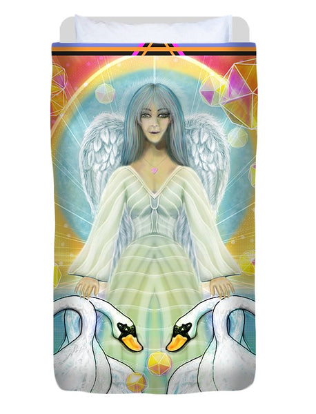 Archangel Haniel With Swans - Duvet Cover