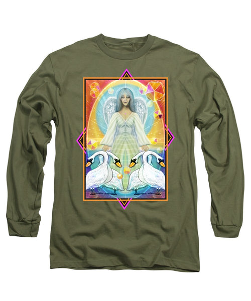 Archangel Haniel With Swans - Long Sleeve T-Shirt