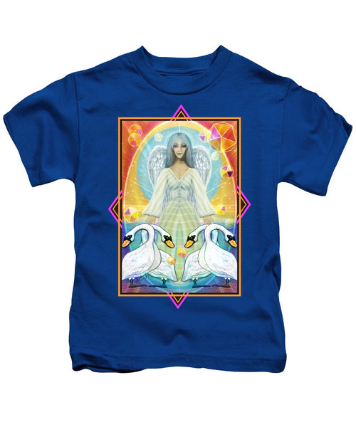Archangel Haniel With Swans - Kids T-Shirt