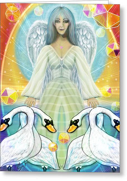 Archangel Haniel With Swans - Greeting Card