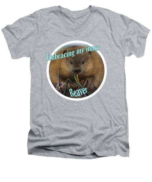 Embracing Beaver - Men's V-Neck T-Shirt