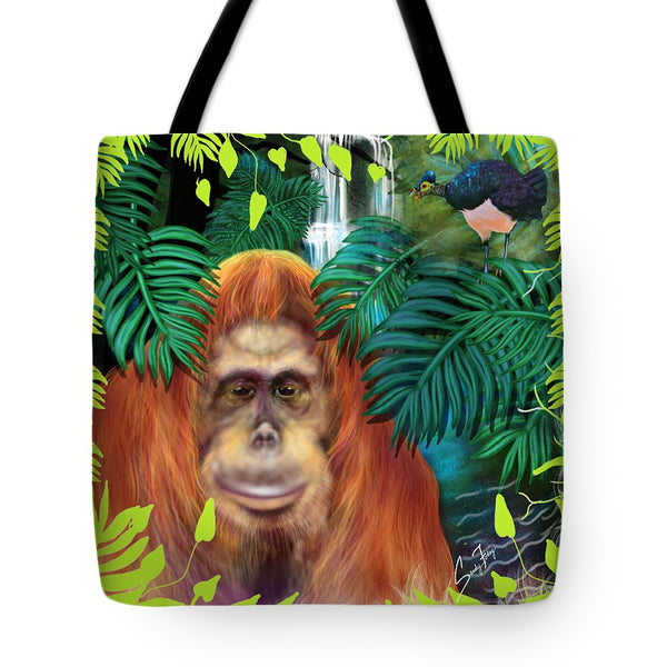 Orangutan With Maleo Bird - Tote Bag