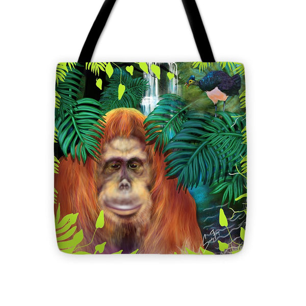 Orangutan With Maleo Bird - Tote Bag