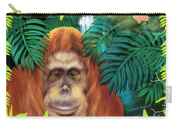 Orangutan With Maleo Bird - Carry-All Pouch