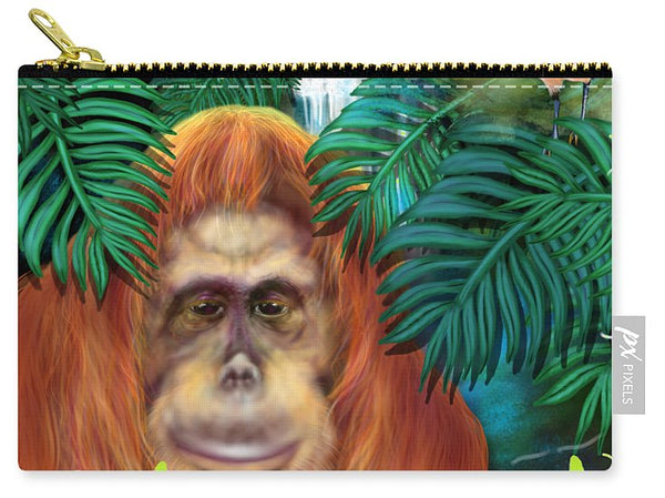 Orangutan With Maleo Bird - Carry-All Pouch