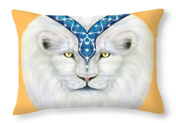 Sacred White Lion - Throw Pillow