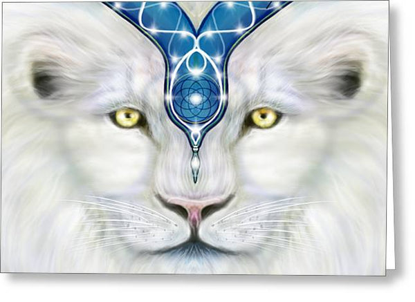 Sacred White Lion - Greeting Card